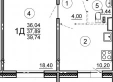 1-к квартира, 39.7 м², 11/17 эт.