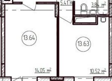 1-к квартира, 33.5 м², 14/18 эт.