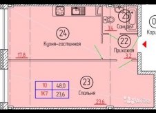1-к квартира, 46.6 м², 5/6 эт.