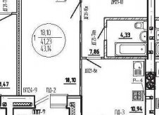 1-к квартира, 43 м², 5/9 эт.